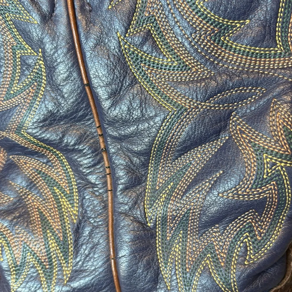 Tony Lama Brown and Navy Genuine Leather Cowboy Western Boot TLX XT5001.Size 9.5 - Picture 16 of 16